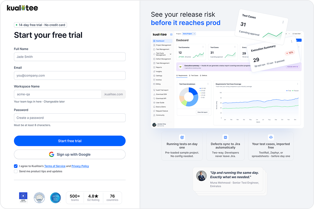 Kualitee B2B SaaS Sign-Up Redesign