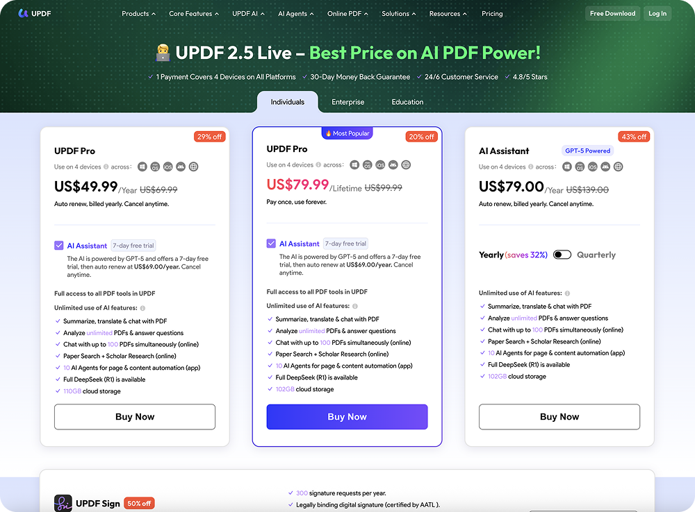 UPDF pricing page analysis